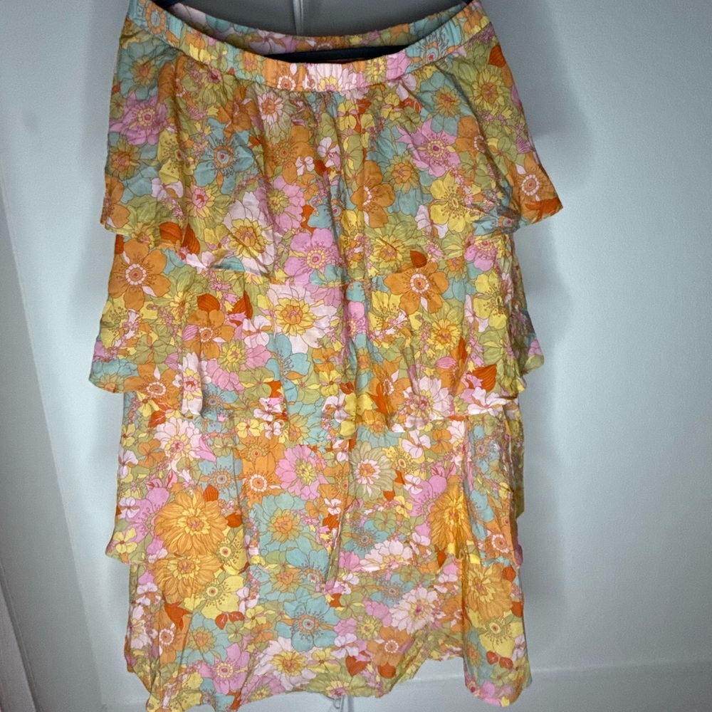 Show Me Your MuMu Jasmine Tiered Ruffle MaxiSkirt Hibiscus Daze Floral XXL